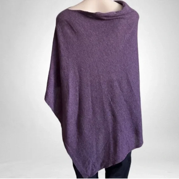 Italian Wool Cashmere Blend Poncho Purple SZ OSFM - Picture 5 of 8